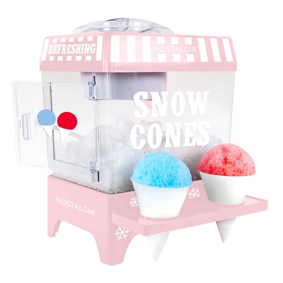 Nostalgia Snow Cone Maker w/ Shelf, 30 Watts, Pink