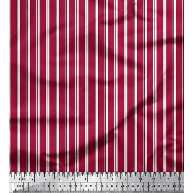 Soimoi Polyester Crepe Fabric Striped Stripe Print Fabric by The Yard 52 Inch Wide