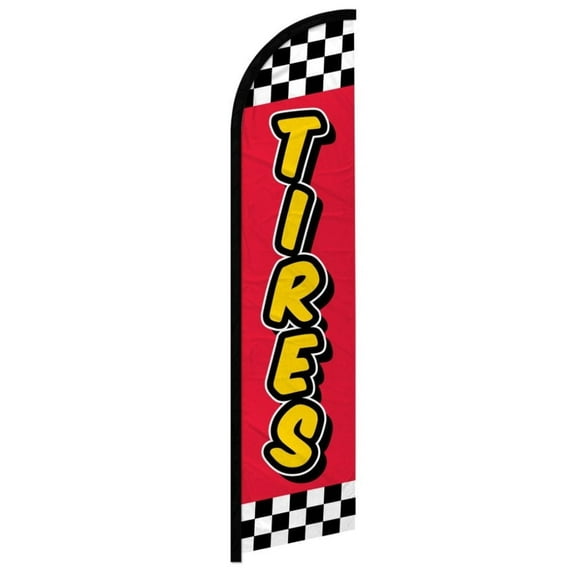 Tires (Red Checkered) Windless Banner Flag