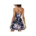 thumbnail image 2 of Speechless Womens Juniors Floral Criss-Cross Scuba Dress Navy 7, 2 of 2