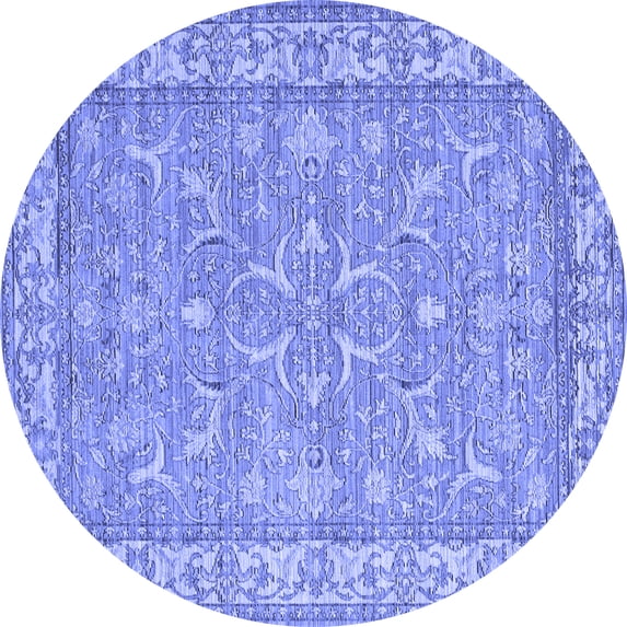 Ahgly Company Indoor Round Abstract Blue Contemporary Area Rugs, 6' Round
