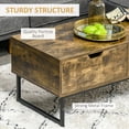 thumbnail image 4 of HOMCOM Table Basse Industrielle, Table Centrale avec Tiroir et Compartiment de Rangement Ouvert, Pieds en Acier, pour Salon, Brun Rustique, 4 of 10