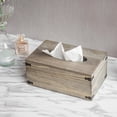 thumbnail image 3 of Funda para caja de pañuelos, hecha de madera en color gris con acabado rústico, tiene tapa con bisagras, 3 of 6