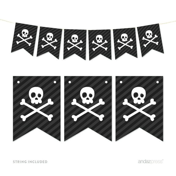 Pennant Party Banner Pirate Skull and Crossbones