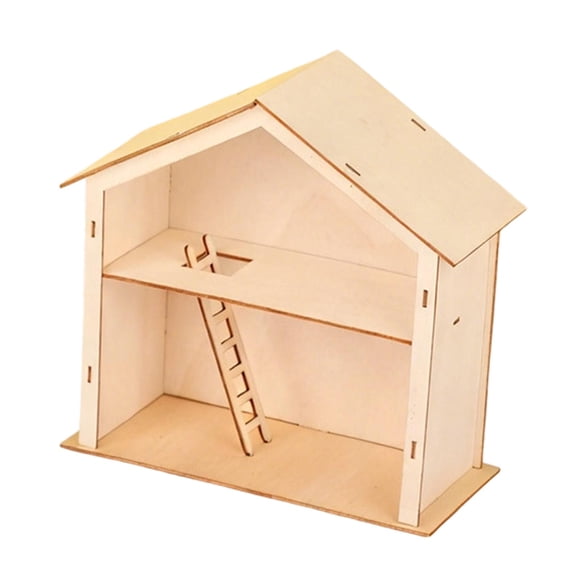 KLKCMS DIY Wood Christmas House Craft Kit Unfinished DIY Assembly Paint and Build Table
