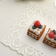 Efavormart 100 Pack Rectangle White Paper Doilies, Food Grade Lace Paper Placemats - 14L X 10W