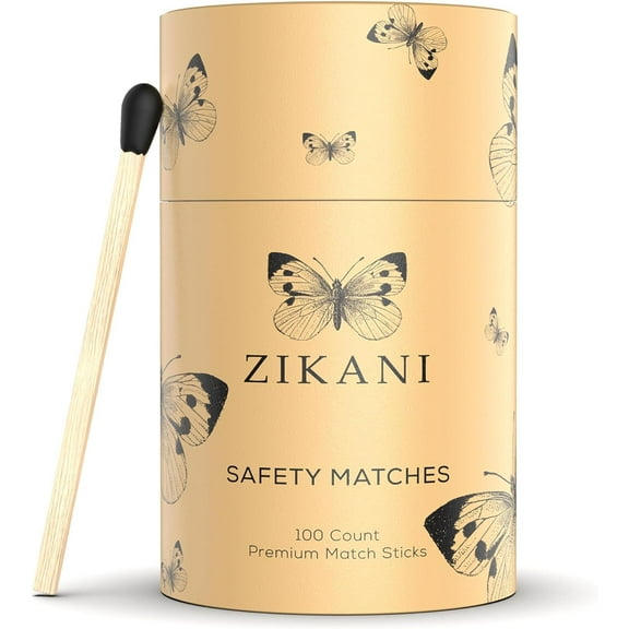 ZIKANI Black Tip Matches 4" Match Refill and Striker 100 Long Matches Short Matches Wooden Matches Bulk Matches Decorative Matchsticks Safety Matches for Cloche Jar Box Fireplace (Black)