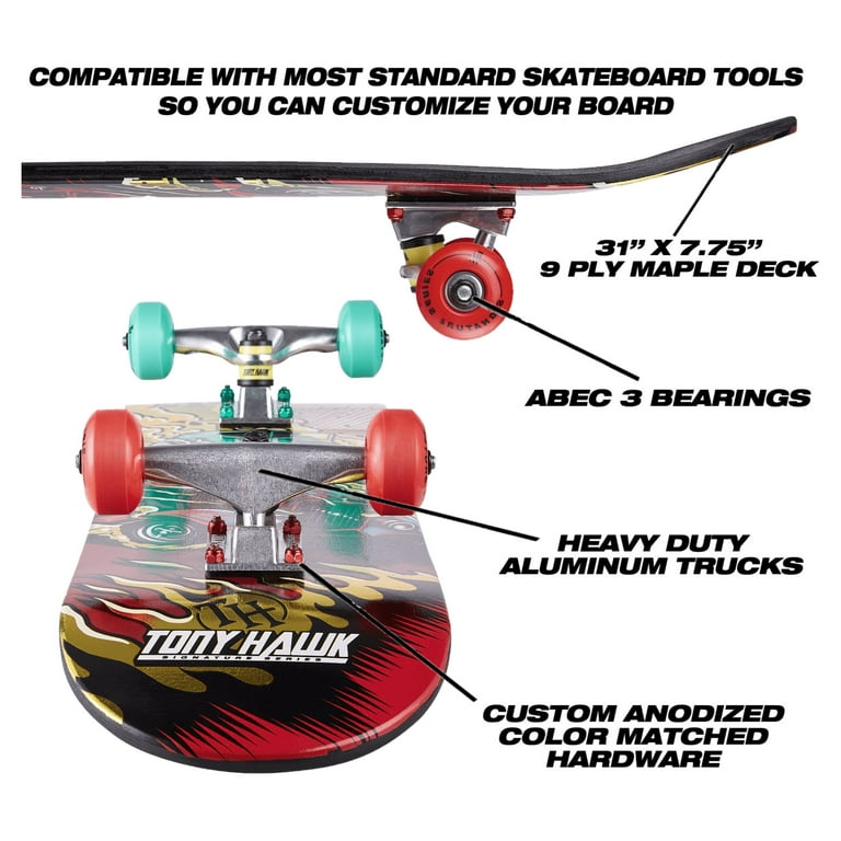 Tony Hawk 31 Popsicle Complete Skateboard with Pro Aluminum Trucks, Video  Game, Kids Ages 5 and up 
