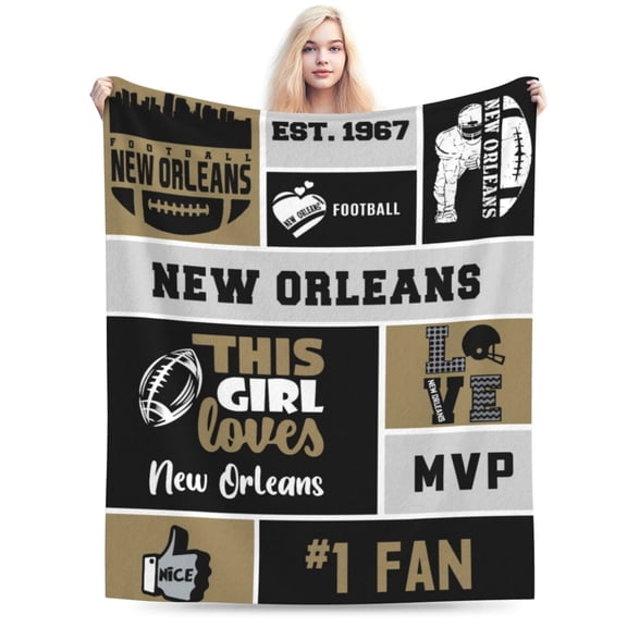 New Orleans Football Throw Blanket, Soft Lightweight Plush Warm Blankets For Men And Women, Sports Fan Gifts Bed Tapestry For Sofa, Travel 50"X40"