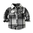 thumbnail image 2 of FUZHIQ Boys Long Sleeve Button Down Shirts Toddler Boys Girls Shirt Coat Jacket Plaid Long Sleeve Kids Lapel Button Tops Outwear ,7-8 Years, 2 of 4