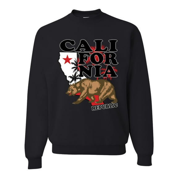 Wild Bobby, California Republic Cali Bear Pop Culture Unisex Crewneck Graphic Sweatshirt, Black, Small