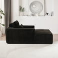 thumbnail image 5 of Oversized 55 Inch Chaise Lounger Indoor for Huge Person, Upholstered Plush Sofa Bed with Backrest Pillows and Armrests, Sleeper Couch Chair Bed for Living Room, Black, 5 of 8