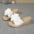 thumbnail image 5 of Shrysg Women's Peep Toe Wedge Slippers Lightweight Non-Slip Comfort Summer Party Beach Sandals White, 5 of 9