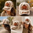 thumbnail image 7 of Fall Embroidered Baseball Cap,Vintage Pumpkin Floral Adjustable Trucker Hat,Casual Holiday Accessory for Women Men, 7 of 7