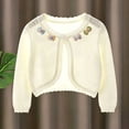 thumbnail image 6 of Sentuca Toddler Girls Cardigan Sweater Long Sleeve Short Bolero Shrug Knit Cardigan Jacket Summer Thin Cute Button Tops Size 1-2Y White, 6 of 7