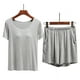 thumbnail image 2 of Gibobby Pijamas para mujer Mujeres con sujetador con almohadilla en el pecho Camiseta de manga corta Top 5 Pantalones Conjunto de ropa fina de verano para el(Gris,M), 2 of 3