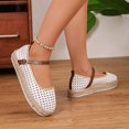 thumbnail image 6 of Samdudou Womens Flats Shoes Closed Toe Mary Jane Slip On Espadrilles Hollow Out Mesh Upper with Adjustable Buckle Strap Lightweight Walking Footwear Casual Summer, 6 of 7