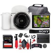 Sony ZV-E10 Mirrorless Camera with 16-50mm II Lens, White   Accessory Kit (International Model)