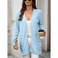 thumbnail image 5 of jinghuiyue Womens Lightweight Cardigans Casual Open Front Long Sleeve Knit Long Cardigan Sweaters with Pockets L, 5 of 7