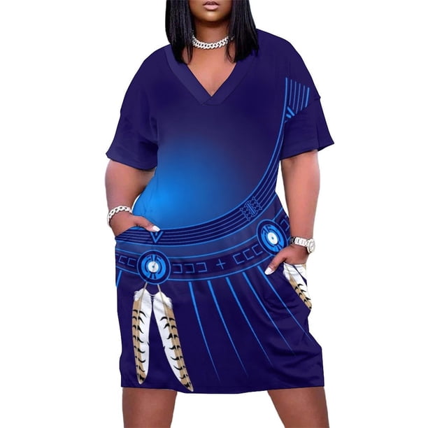 Vestido de verano con bolsillos sueltos y estampado de círculos de Crazy Horse para mujer