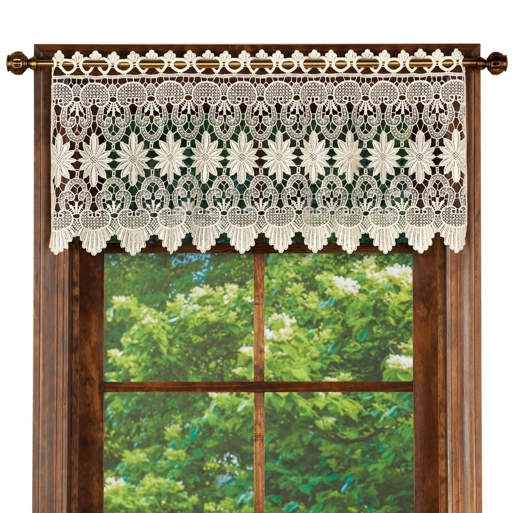 Macrame Curtain Scalloped Valance Window Topper For Bathroom Bedroom Kitchen Ivory Walmart Com Walmart Com