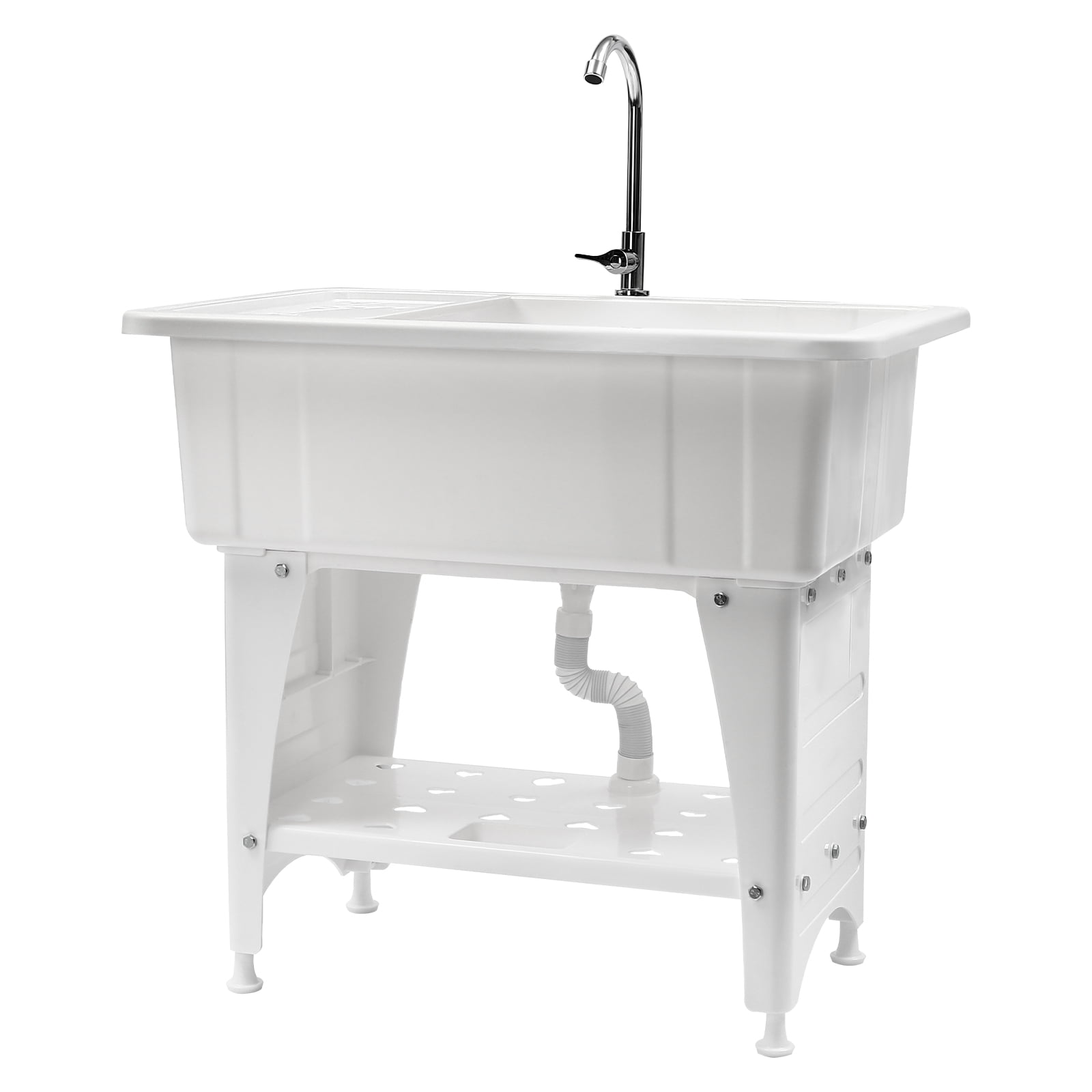 Freestanding Plastic Laundry Sink with Washboard PP 29.06gal Indoor and Outdoor Utility Sink Laundry Tub for Laundry Room Bathrooms Utility Rooms Garages 32.28*22.44*9.84in
