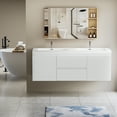thumbnail image 5 of 60" Floating Bathroom Vanity with Sink, Modern Wall-Mounted Bathroom Storage Vanity Cabinet with Double Resin Top Basin and Two Soft Close Drawers, Glossy White, 5 of 9