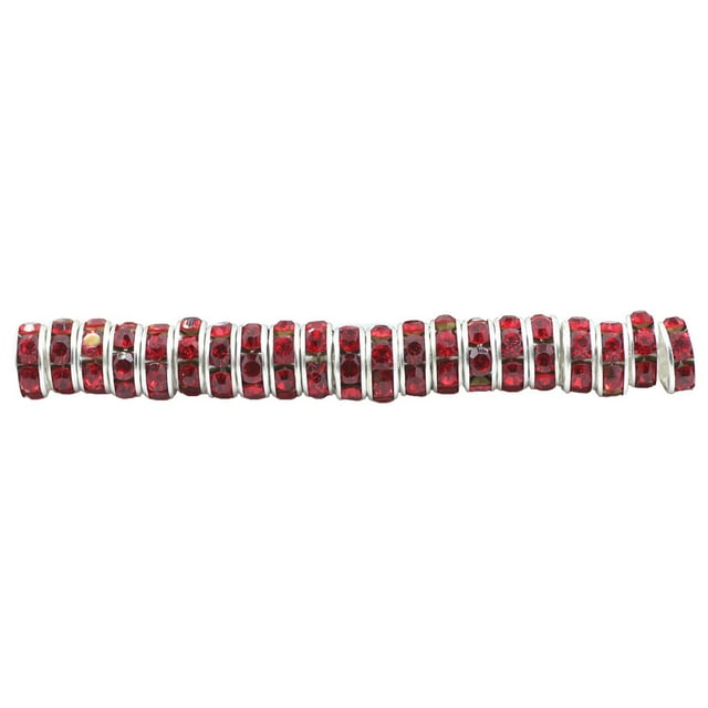 100 Pieces Rhinestone Rondelles with Big Loose Bead for Holes Charm Spacer Beads Jewelry Crystal Multi-colors Loose Bead for DIY Necklace Red