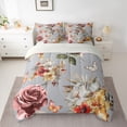 thumbnail image 2 of Manfei Female Women Chic Floral Rose Bedding Comforter Set 7pcs,Vintage Aesthetics Queen Bedding Sets Super Cozy,Butterflies Flowers Queen Sheet Sets,Luxury Bedroom Decor,Reversible, 2 of 8