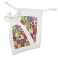 thumbnail image 2 of Alphabet Fabric Pouch Set of 2, Illustration of Funky 's Design with ABC and Fruit Squares, Small Drawstring Bag for Toiletries Masks and Favors, 9" x 6", Multicolor, by Ambesonne, 2 of 2