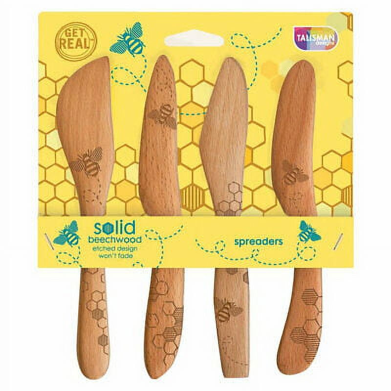 Talisman Designs Beechwood Spreaders, Honey Bee Collection Set of 4