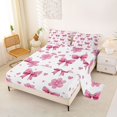 thumbnail image 2 of Manfei Pink Girly Bow Knot Bed Sheets,Cute Cartoon Flowers Full Size Sheets,4pcs,1 Flat Sheet,1 Fitted Sheet and 2 Pillowcases, 2 of 6