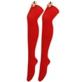thumbnail image 4 of JGTDBPO Knee High Stockings For Women Solid Color Christmas Bow Plush Ball Warm Socks Clown Queuing Warm Stockings Extra Long Knee Length Tight Knit Socks Girls Holiday Outfits, 4 of 5