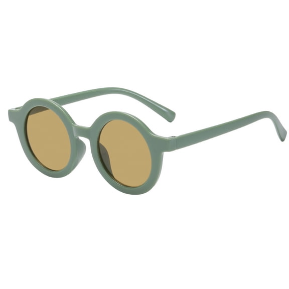 Wutalume Retro Style Kids Sunglasses with Thick Round Frame, Resin and PC Materials UV Protection Sun Glasses, Durable and Fashionable Eyewear for Kids Outdoor and Travel,Green