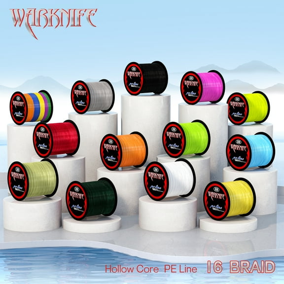 WARKNIFE Super Strong 100M 300M 500M 1000M 1500M 2000M 16 Braid 16 Strands Fishing Line Hollow Core PE Braid Extreme Japan Braided Fishing Line 20LBs-500LBs Fishing Assist Line Saltwater Fishing