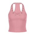thumbnail image 4 of ClodeEU Women's V Neck Sleeveless Cropped Tank Top ,Casual Summer Crop Top Pink,Women's Plus M, 4 of 8