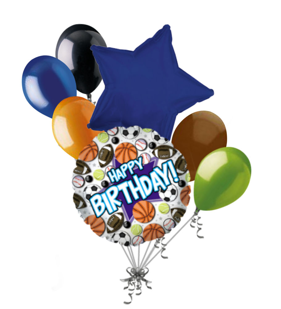 7 pc Happy Birthday Sports Balloon Bouquet Party Decoration Football