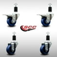 thumbnail image 2 of 3 Inch SS Solid Poly Swivel 1-1/2 Inch Expanding Stem Caster Set 2 Brakes, 2 of 2