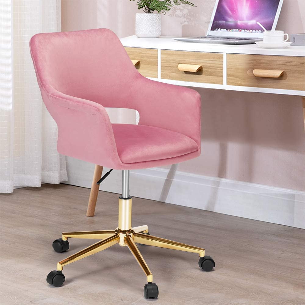 Erommy Modern Velvet Home Office Computer Desk Chair with Wheels, Task Chair Comfortable Swivel