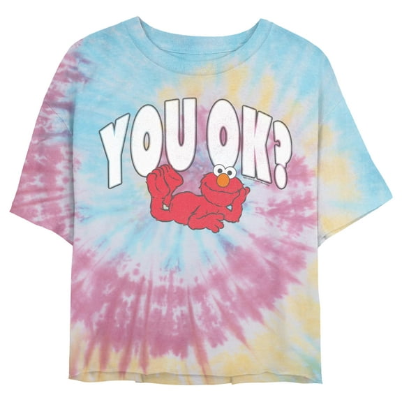 Juniors' Sesame Street You Ok? Elmo Graphic Cropped T-Shirt