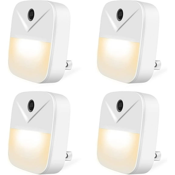 Juyafio 4 Pack LED Plug In Night Lights With Light Sensors, Automatic Wall Light, Warm Light