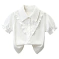 thumbnail image 1 of Odeerbi Camisa de Vestido de Algodón de Las Niñas Flor Bordado de Manga Corta Uniforme de La Escuela Con Bolsillo, 1 of 9