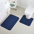 thumbnail image 2 of 2 Piece Striped Design Solid Memory Foam Bathroom Rug Set Non-Slip, 2 of 7