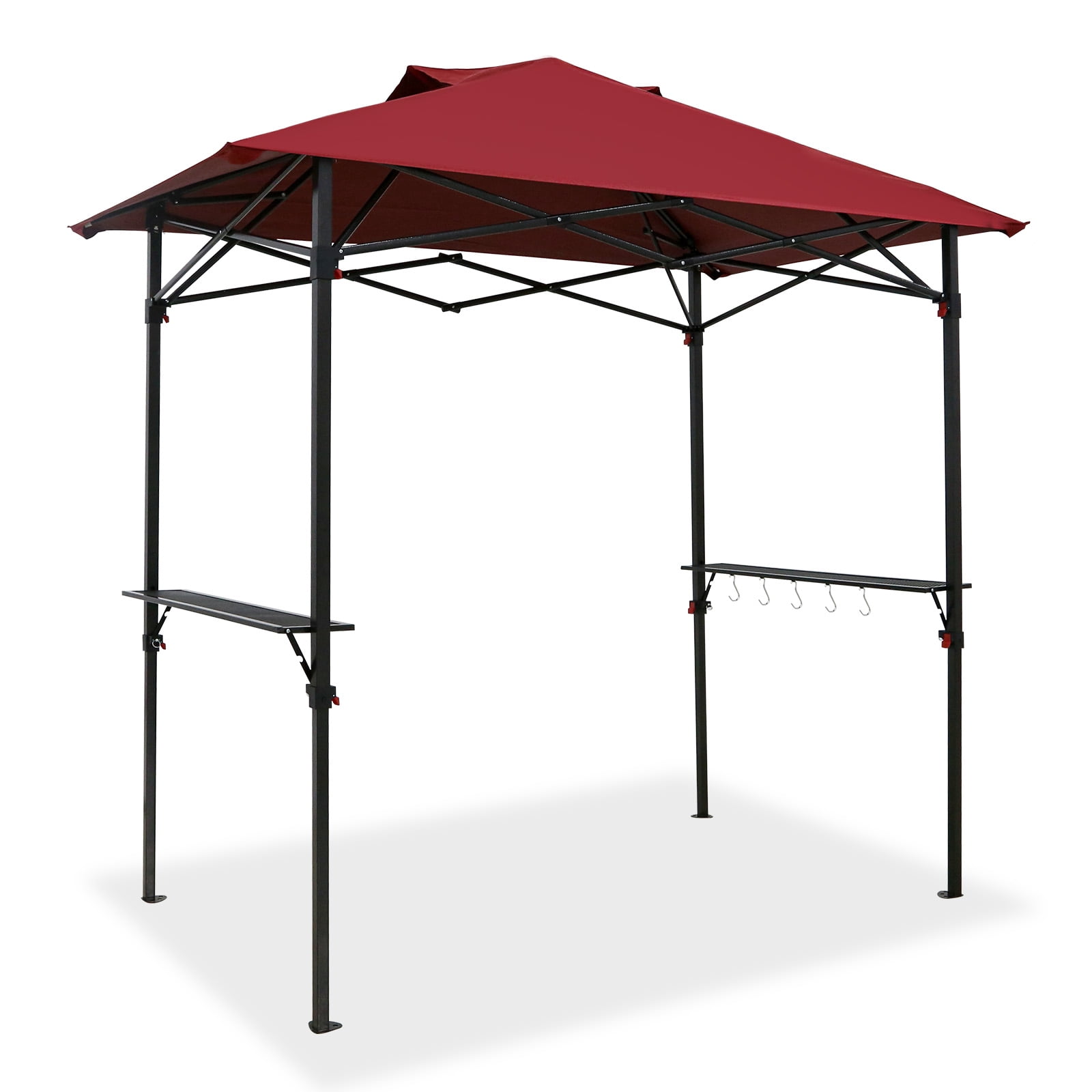 COOS BAY 8'x5' Pop up Grill Gazebo Portable BBQ Gazebo Canopy Tent with Carry Bag, Outdoor Barbeque Shelter, Red