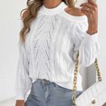 thumbnail image 6 of Women's Off-The-Shoulder Sweater Textured Hollow Knit Sweaters Loose Long Sleeve Pullover Casual Tops, 6 of 8