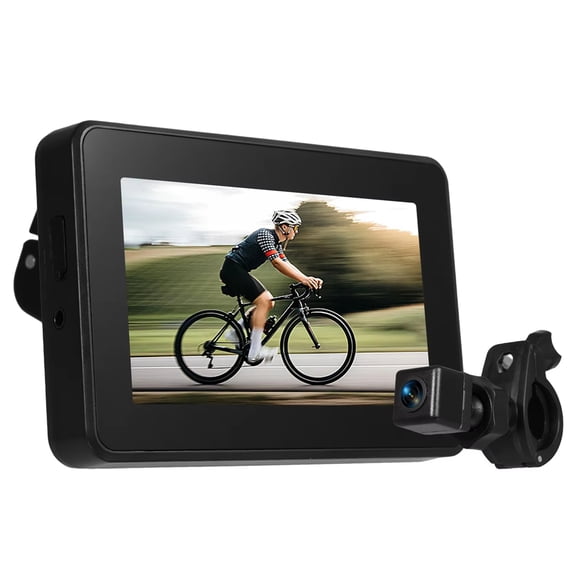 Handlebar Bike Mirror Bicycle Rear View Camera with 4.3 in Screen Night Vision Function 150°Wide View Adjustable Bracket,1 x monitor 1 x camera 1 x charging cable,Black