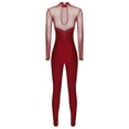 thumbnail image 4 of Runhomal Womens Gymnastics Dance Unitard Long Sleeve Bodysuits Ballet Leotards Skating Catsuit Burgundy L, 4 of 7