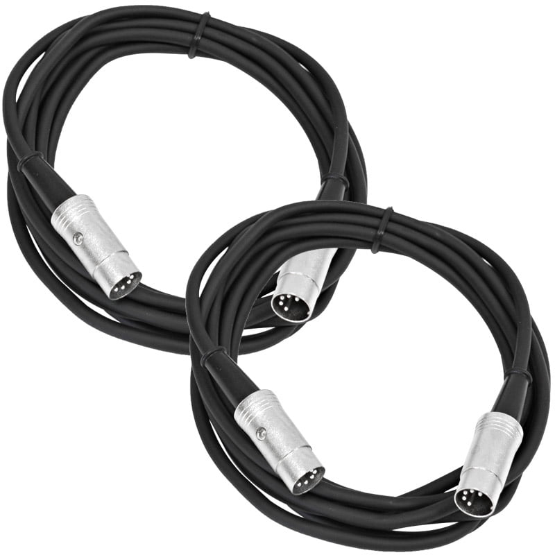 Seismic Audio Pair of 10 Foot MIDI to MIDI Connect Cables 10' MIDI Cables Black SAMIDI10
