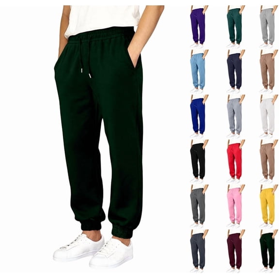 Men's Sweatpants Casual Loose Fit Joggers Elastic Waist Lightweight Tapered Cargo Pants with Pockets,Dark Green XXL