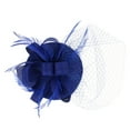 thumbnail image 4 of OUNONA Tea Party Fascinators Women 1Pcs Headdress with Veil Mesh Headband for Masquerade Dark Blue Polyester, 4 of 8